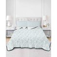 thumbnail image 3 of Aqua Spring Floral Queen Size Down Alternative Comforter, Lightweight Comforter Quilt Bedding Set with Pillow Shams Summer Botanical Watercolor All Seasons Bed Comforter Duvet Insert 90"x96", 3 of 7