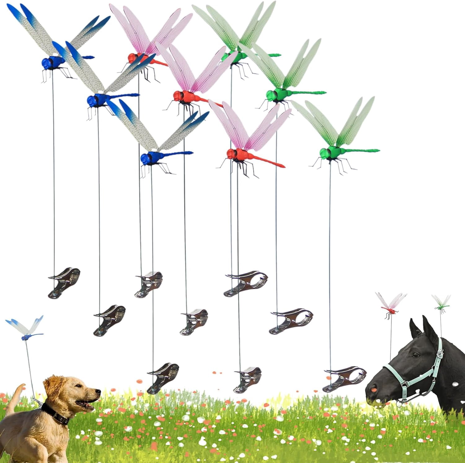 3 PCS Dragonfly Clips for Bugs Repellent Outdoor, 3D Artificial Dragon Fly Hat Clips Waterproof Realistic Garden Patio Decor for Indoor Outdoor, Dragonfly Clips to Keep Bugs Away (3 Color Set)