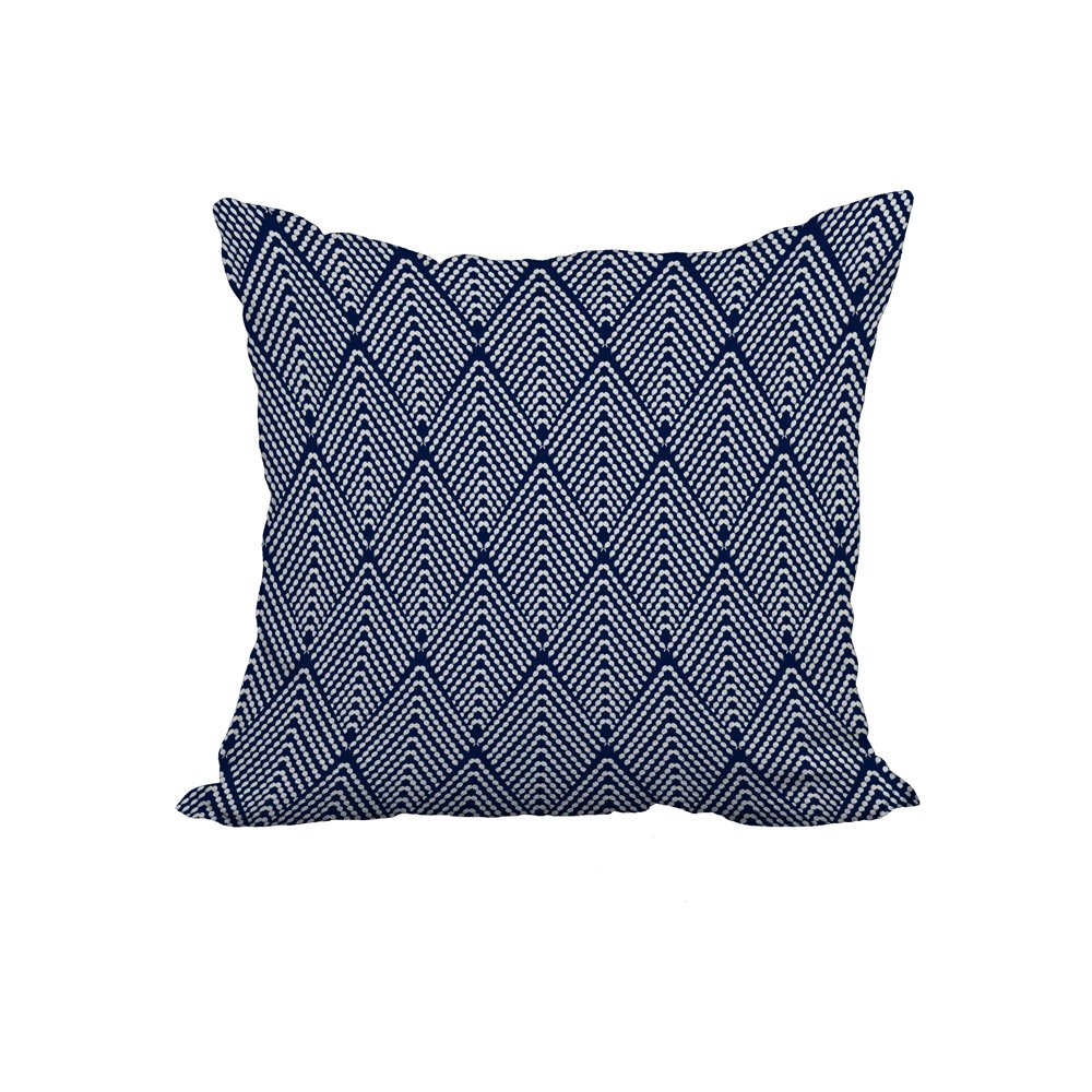18 x 18 Inch Navy Blue Geometric Print Decorative Polyester Throw