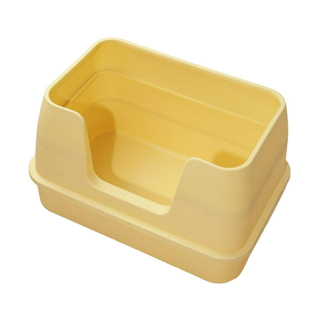 Inodoro para gatos con parte abierta, caja de arena para gatos plegable grande, orinal para gatitos de lado alto resistente, bandeja de arena , AMARILLO