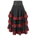 thumbnail image 3 of Idoravan Women's Basic Versatile Skirt Women Middl Ages Ruffles Punk Gothic Splicing Irregular Ankle-Length Cupcake Skirt, 3 of 3