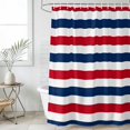 thumbnail image 4 of Red Blue Striped Bathroom Shower Curtains with 12 Hooks Polyester Waterproof Shower Curtain for Stalls and Bathtubs Modern Minimalist Coastal Nautical Stripe Decorative Bathroom Curtain 72x78 Inches, 4 of 9