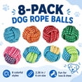 thumbnail image 4 of MGEZCOO Puppy Toys 8 Pack, Dog Rope Ball Chew Toys for Small Medium Dogs, 2.36 Inch Braided Rope Balls for Puppy Teething, Fetch, Tug and Indoor Play, 4 of 7
