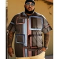 thumbnail image 2 of Plus Size T Shirt for Big and Tall Men Graphic Short Sleeve Man Tee T Shirts Oversize Fashion Casual Shirt, Abstract Plaid 2XLT 3DTS10009, 2 of 8
