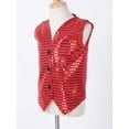 thumbnail image 4 of Yhong Boys Girls Shiny Sequins Shirt Vest Hip Hop Jazz Choir Dance Waistcoat Tops Jacket Performance Red 160, 4 of 7