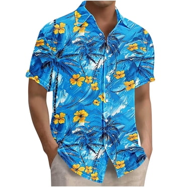 SGFCWSX Mens Hawaiian Shirt, Print Short Sleeve Button Up Shirt for Casual Summer Wear Multicolor Size 5XL