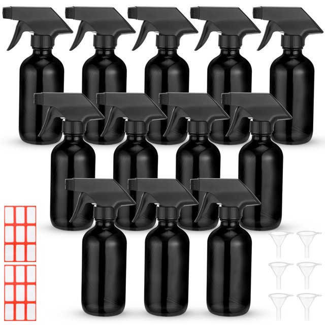 Botellas de aerosol Norme, 12 unidades, vidrio de 240 ml con embudos y etiquetas