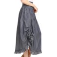 thumbnail image 3 of Sakkas Coco Long Cotton Ruffle Skirt with Pockets and Elastic Waistband - Chambray - One Size Regular, 3 of 4