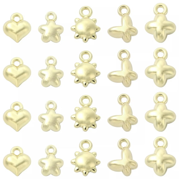 U8MO 30x Golden Alloy Heart Butterfly Star Sun Cross Charms Pendants for DIY Jewelry