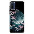 thumbnail image 1 of MUNDAZE Motorola Moto G Play 2023 Shockproof Clear Hybrid Protective Phone Case Kawaii Manga Pink Cherry Blossom Full Moon Cover, 1 of 5