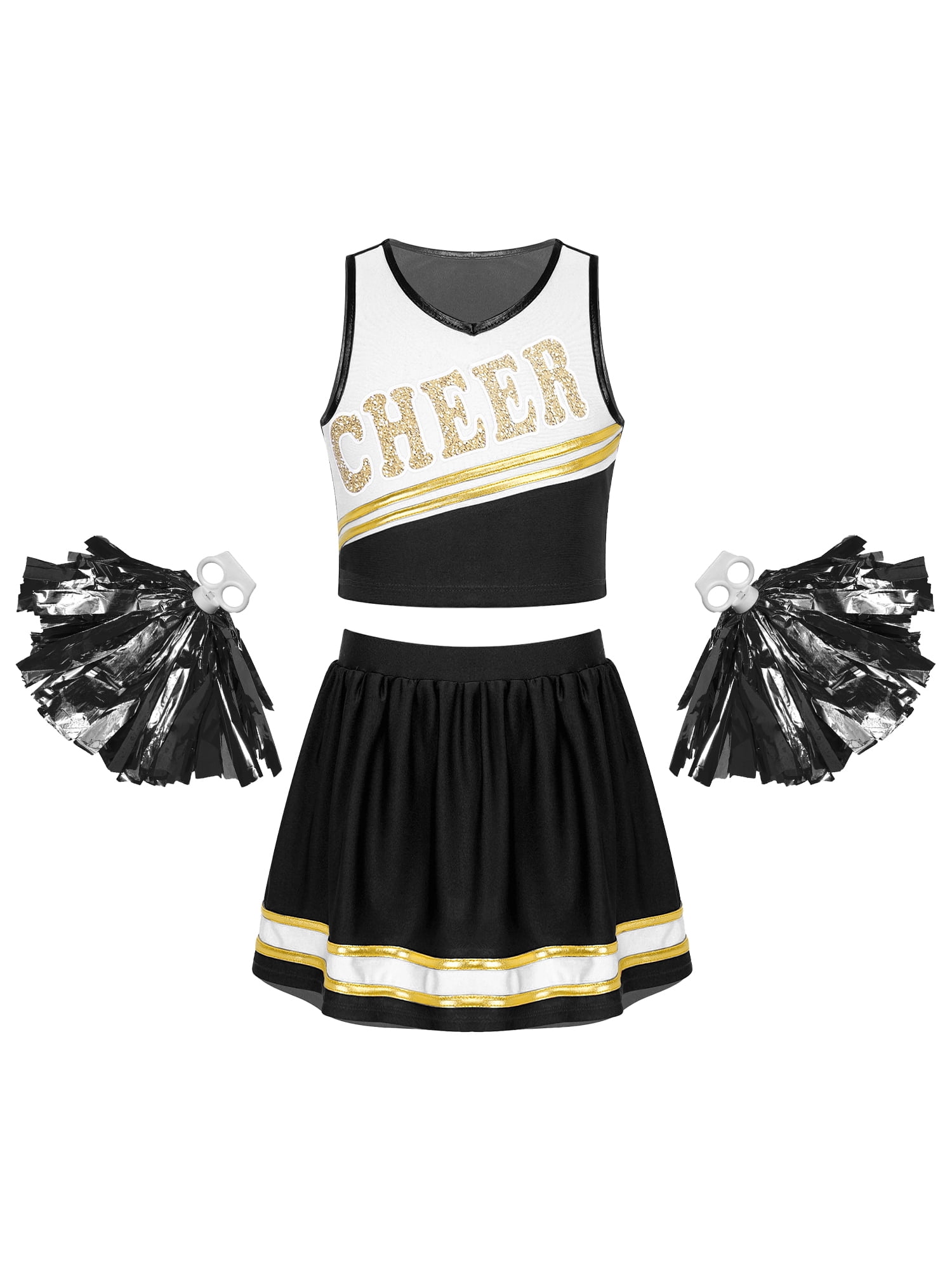 Abito in uniforme cheerleader senza maniche con Poms Italia Ubuy