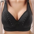thumbnail image 2 of Besolor 2PC Womens Full Coverage Bra Wireless Comfort Everyday Bra Plus Size with Push up Cups Black, 2 of 6