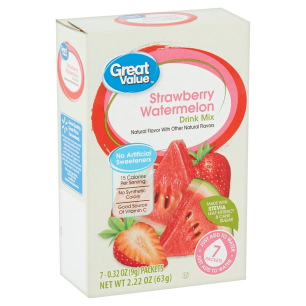 Great Value Strawberry Watermelon Drink Mix with Stevia, 2.22 Oz., 7