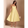 thumbnail image 6 of Vibrant Yellow Spaghetti Strap Fit & Flare Midi Dress For Party, Evening, Or Elegant Daywear, 6 of 7