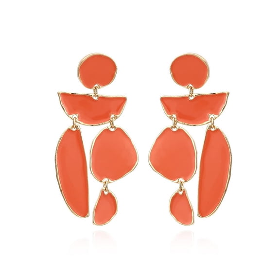 Irregular Geometric Drop Dangle Earrings for Women,Big Statement Colorful Dangly Earrings,Fashion Boho Unique Jewelry(orange)