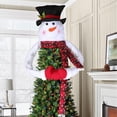thumbnail image 2 of putnchl Christmas Tree Topper Large Snowman Hugger-Black Topper Snowman With Red Black Plaid Scarf Tree Topper, 2 of 5