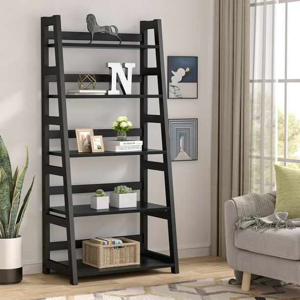 Tribesigns 5 Shelf Ladder Bookshelf Bookcase with Storage, Modern