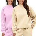 thumbnail image 2 of Aoiroe 2 Pack Womens Oversized Hoodies Sweatshirts,Long Sleeve Hoodies Tops, Fashion Pullover, Womens Oversized Sweatshirts, Long Sleeve Tops, Fall Winter Clothes, Turtleneck Sweater T-Shirt, Beige L, 2 of 9