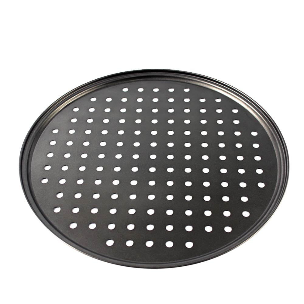 33cm Non-Stick Pizza Baking Tray with Holes Brushed Steel Home Kitchen 