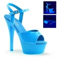 thumbnail image 1 of *6" Heel, 1 3/4" PF Ankle Strap Sandal, Neon UV Reactive - Neon Blue/Blue, 8, 1 of 4