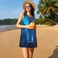 thumbnail image 3 of Fotbe Futuristic Blue Light Wolf Vestido de Verano sin Mangas para Mujer – Vestido Midi Línea A, Estilo Camiseta Floral, Vestido Playero Casual y Fluido, 3 of 7