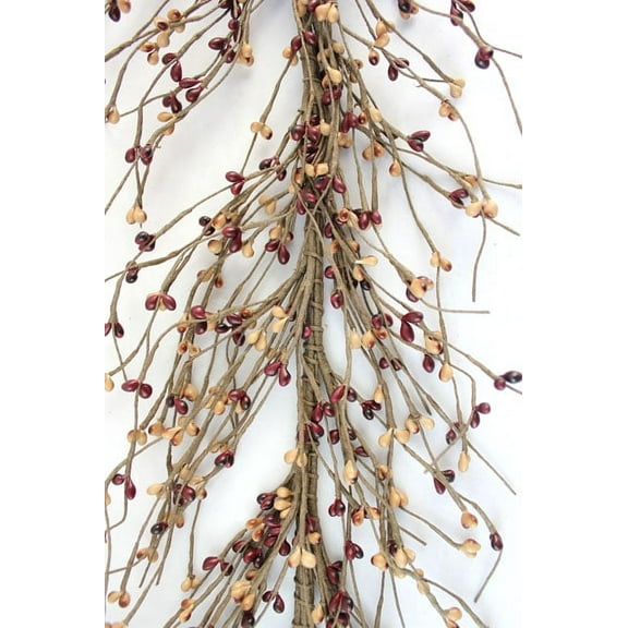 EV-C25 Primitive Pip Berry Garland in Mustard and Burgundy Color - 5 foot / 60 inches Length, All Season Color Garland, Home Décor, Wedding, Fireplace, Kitchen and Dining Table Décor