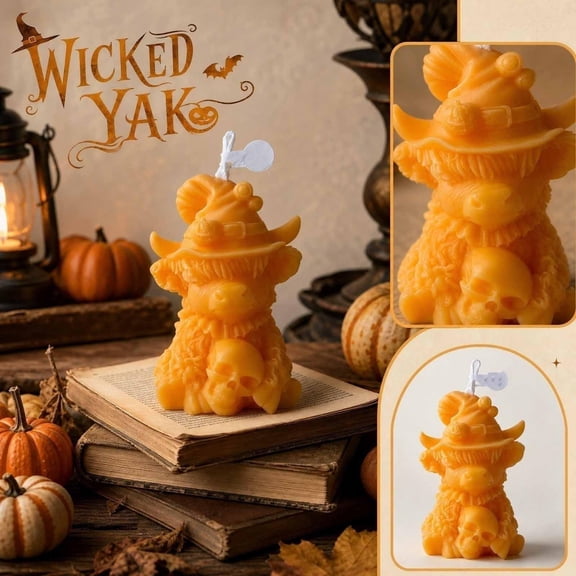Witch Decor, Skull Candle, Halloween Decorations, Home Fragrance, 3.5X2 Inch Adorable Yak Witch Themed Scented Candle, Grade High Density Candle Wax, Eye Catching Accent for Witch