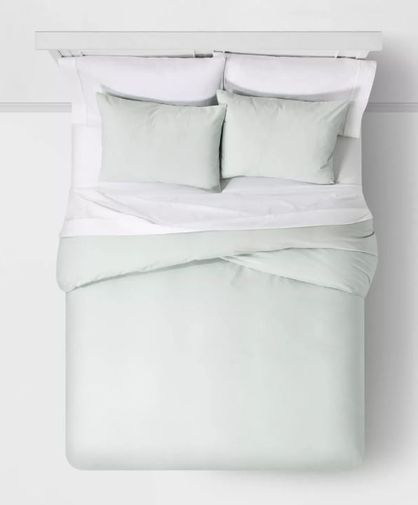 Threshold Organic Cotton Twin Duvet Set Mint 2 Pcs Walmart Com Walmart Com