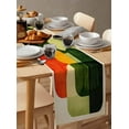 thumbnail image 6 of Green Geometric Table Runner Cotton Linen 108 Inch Holiday Dresser Scarves, Modern Orange Abstract Lines Art Tablerunner for Kitchen Coffee Dining Bedroom Living Room Dinner Scarf Décor 13''x108'', 6 of 9