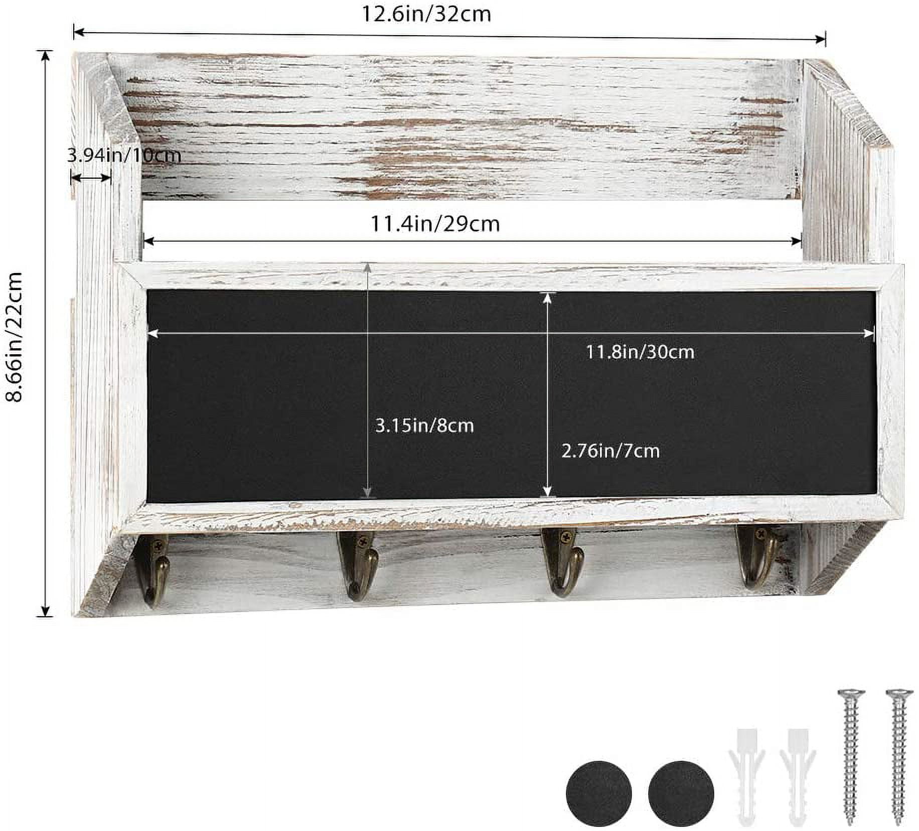Oumilen Wall Mount Mail & Key Holder Organizer with 4 Key Hooks Whitewash