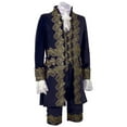 thumbnail image 3 of IYTR Men's Baroque Suit Gold Embroidery Vintage Formal Wedding Costume 3 Piece Set Tailcoat Vest Pants Blue XXL, 3 of 5