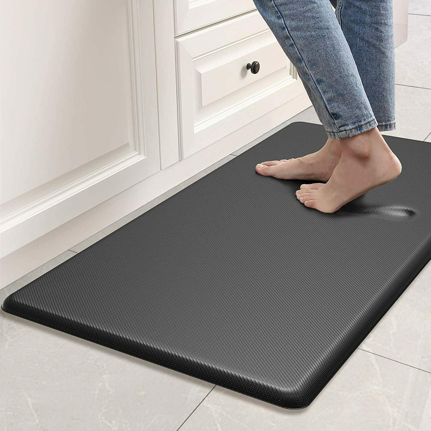 Kitchen Mat Rug for Floor,Kitchen Floor Mats 2PCS Cushion Anti Fatigue  Comfort Mat for Home and Standing Desk (Black)