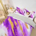 thumbnail image 3 of Homewish Watercolor Marble Bedding,Classic Contemporary Duvet Cover Full,Purple Gold,Light Gray Reversible,3-Piece,1 Duvet Cover and 2 Pillowcases, 3 of 6