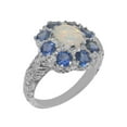 thumbnail image 1 of LBG British Made 925 Sterling Silver Natural Opal & Sapphire Womens Statement Ring - 33 size options - Size 11.5, 1 of 8