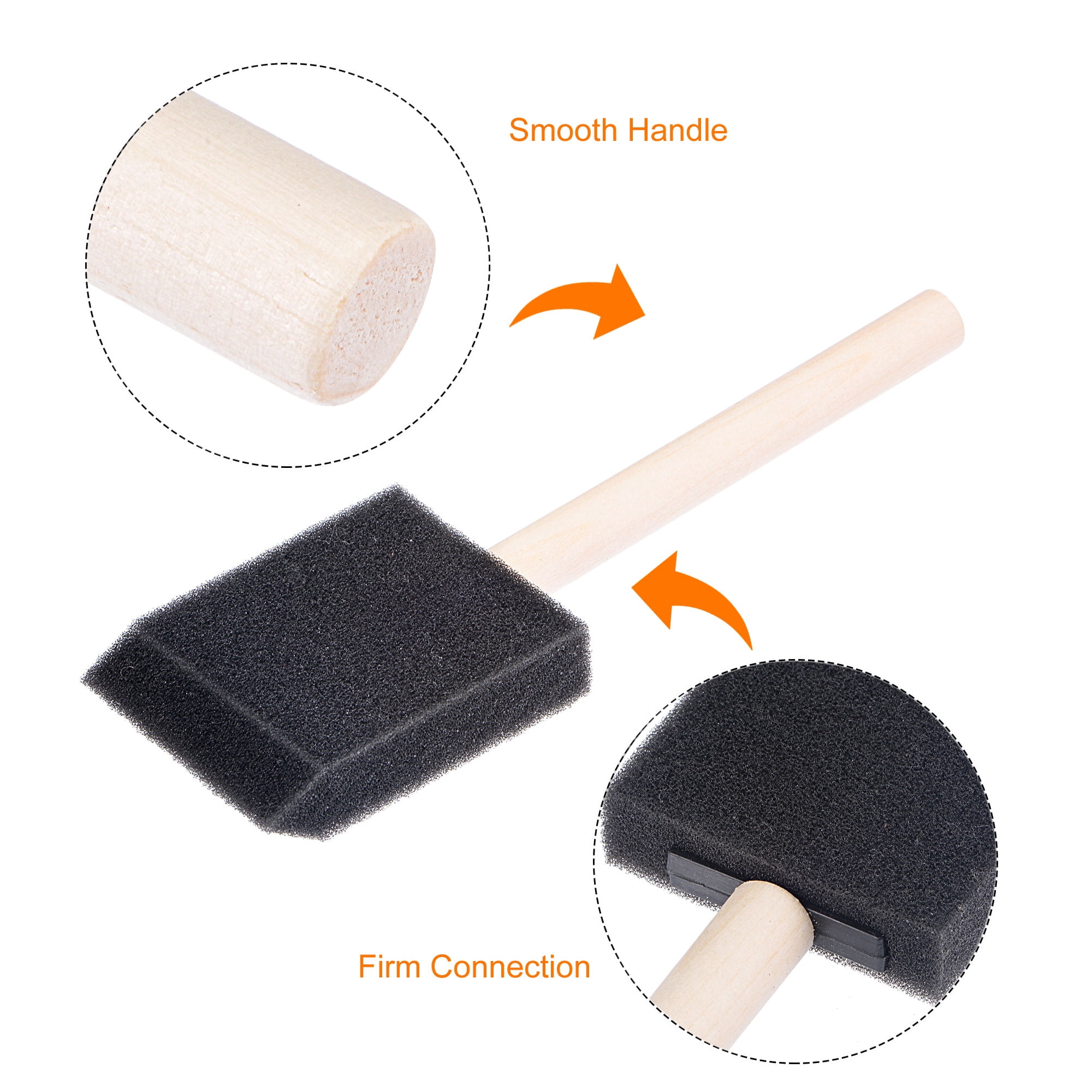 Unique Bargains Foam Paint Brushes with Bevel Edges and Comfortable Wood Handle 2"