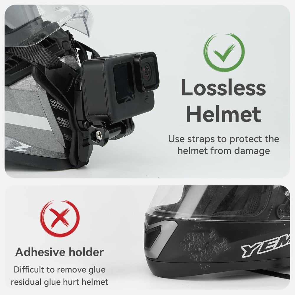 Helmet Mount for Motorcycle Chin Strap Attachment with Extension J