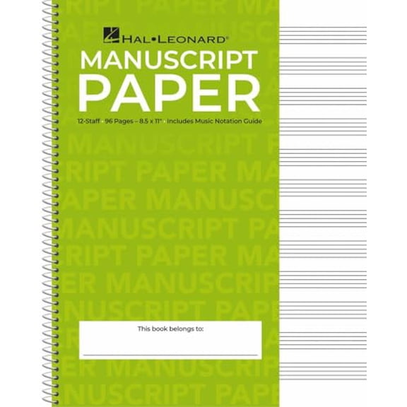 Pre-Owned Manuscript Paper - Hal Leonard Standard Wirebound | 96-Page Music Writing Notebook with 12 Staves per Page | Spiral-Bound Staff Paper for Composers, Students, and Teachers | Includes Notati
