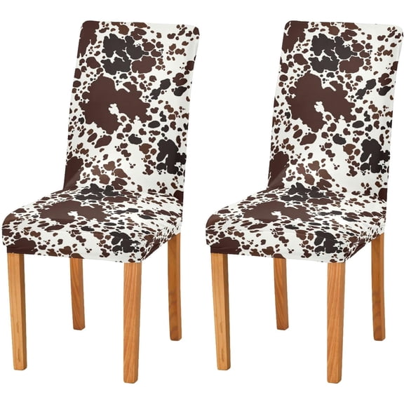 Cow Print Chair Covers for Dining Room Stretch Parson Chair Slipcovers Removable Washable Kitchen Seat Protector Cover, 4 Pack