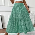 thumbnail image 7 of Evdexr Women Floral Maxi Skirt Smocked High Waist Cotton Flowy Long Skirts Summer Boho Beach Hawaiian Vacation A Line Skirt Green M, 7 of 7