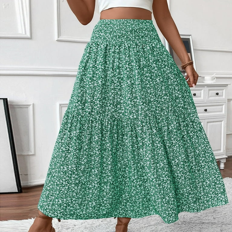 GXIPO Womens Maxi Skirt 2025 Casual Flowy Elastic High Waist