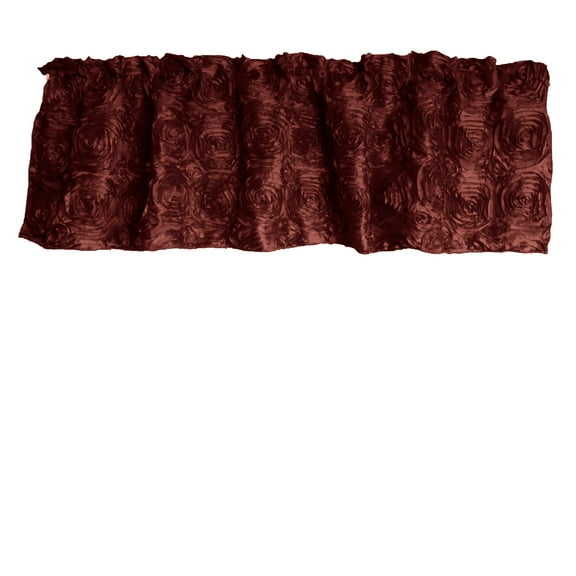 Rosette Floral Pop Up Flower Window Valance 54 Inch Wide Burgundy