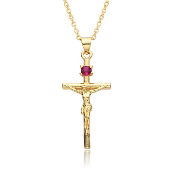 Religion Jesus Cross Pendant Necklace For Women Men Shiny Rhinestone 14K Yellow Gold Chain Simple Design Hip Hop Party Jewelry