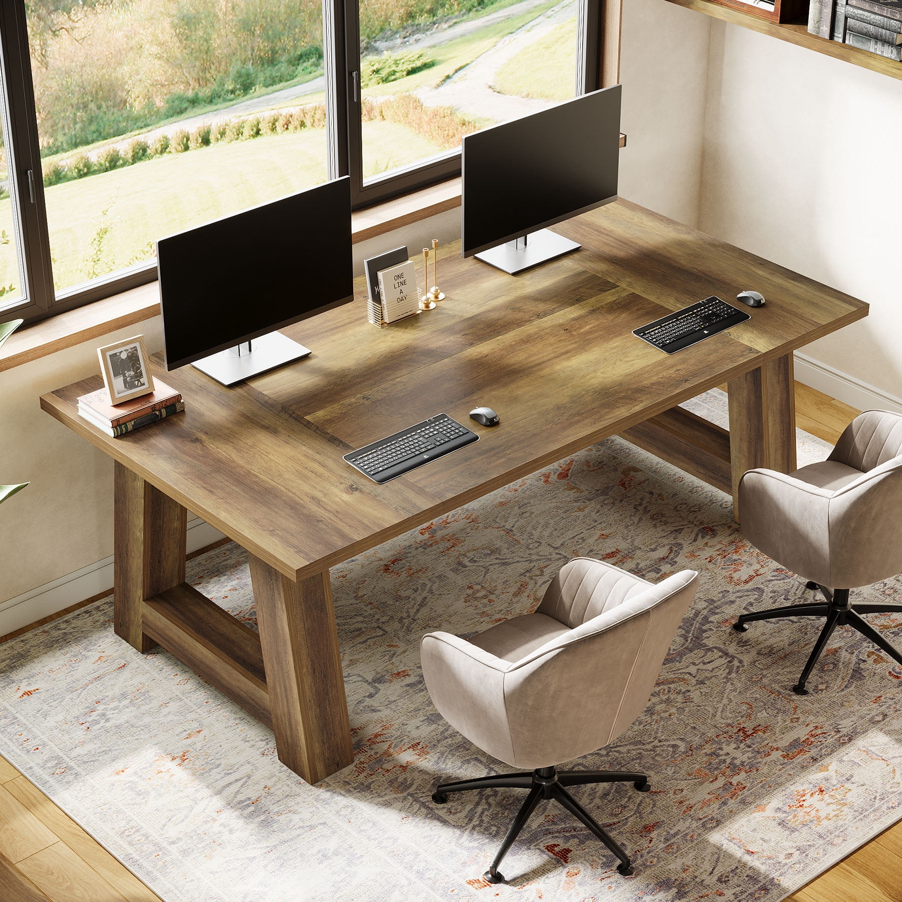 Tribesigns 70.8" Executive Desk, Large Office Computer Desk with Thickened Frame