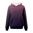 thumbnail image 4 of Trendy Hoodies for Women Cotton Gradient Color Pocket Fall Winter Loose Hooded Sweatshirt with Thin Fleece Lined (XL, Purple 01), 4 of 4