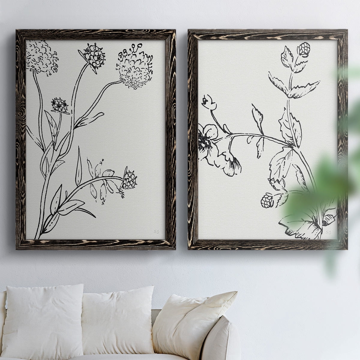 Botanical Study I - Premium Framed Canvas 2 Piece Set - Ready to Hang