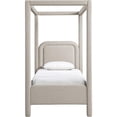 thumbnail image 2 of Bowery Hill Contemporary Beige Linen Textured Fabric Upholstered Twin Bed, 2 of 11