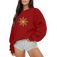 thumbnail image 1 of Gibobby Sudadera Navidad mujer Sudadera con capucha de manga larga con estampado de oro de imitación para mujer(Rojo,CH), 1 of 4