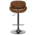 thumbnail image 6 of Simpli Home Marana Bentwood Adjustable Swivel Bar Stool In Deep Tan Vegan Faux Leather, 6 of 13