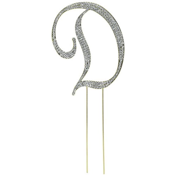 Unik Occasions Sparkling Collection Crystal Rhinestone Monogram Cake Topper - Letter D, Large, Gold