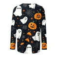 thumbnail image 5 of Fznquz Blue Tops for Teen Girls Crewneck Halloween Long Sleeve Shirts Cute Casual Ghost Print Work Shirts for Women, 5 of 5
